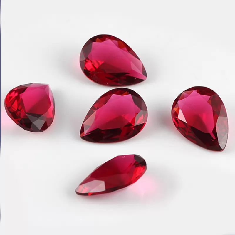 Pear Cut 3# Ruby Red Color Glass