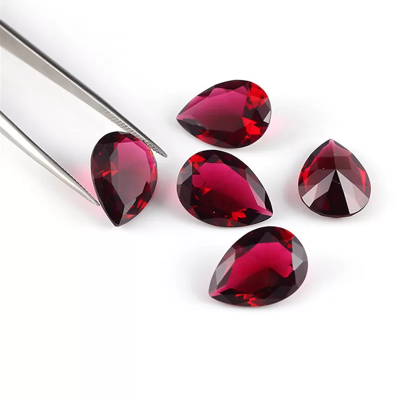 Pear Cut 5# Ruby Red Color Glass