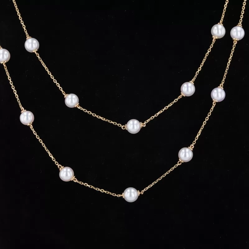 9K Yellow Gold Pearl Necklace
