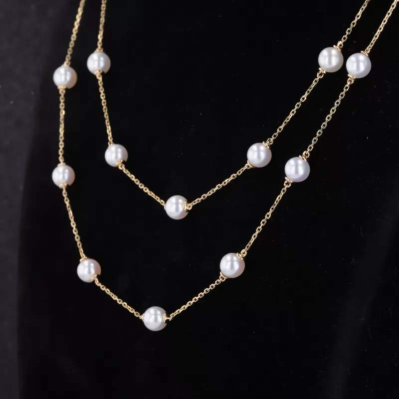 9K Yellow Gold Pearl Necklace