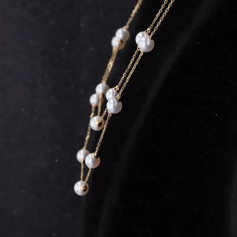 9K Yellow Gold Pearl Necklace