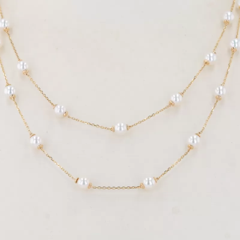 9K Yellow Gold Pearl Necklace