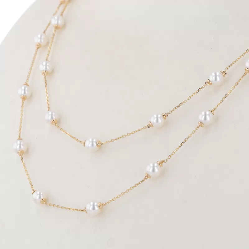 9K Yellow Gold Pearl Necklace