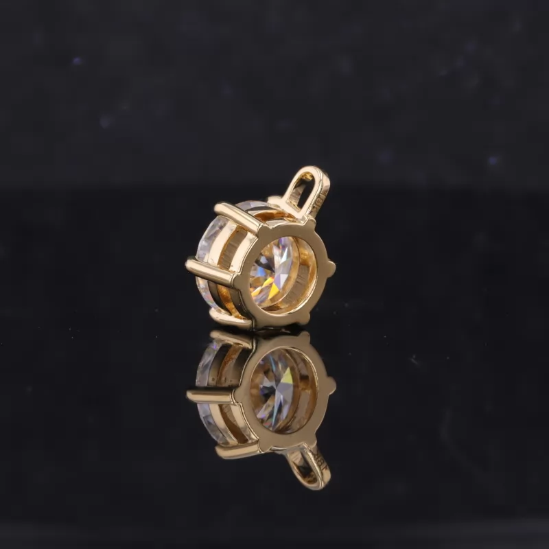 9mm Round Brilliant Cut Moissanite 18K Gold Diamond Pendant
