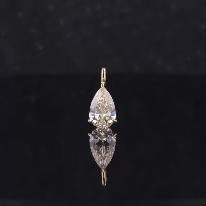 5.3×8.6mm Pear Cut Lab Grown Diamond 14K Yellow Gold Diamond Pendant