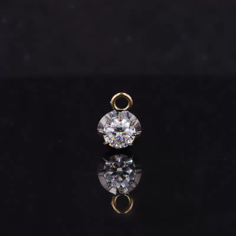 5mm Round Brilliant Cut Moissanite 18K Yellow Gold Diamond Pendant