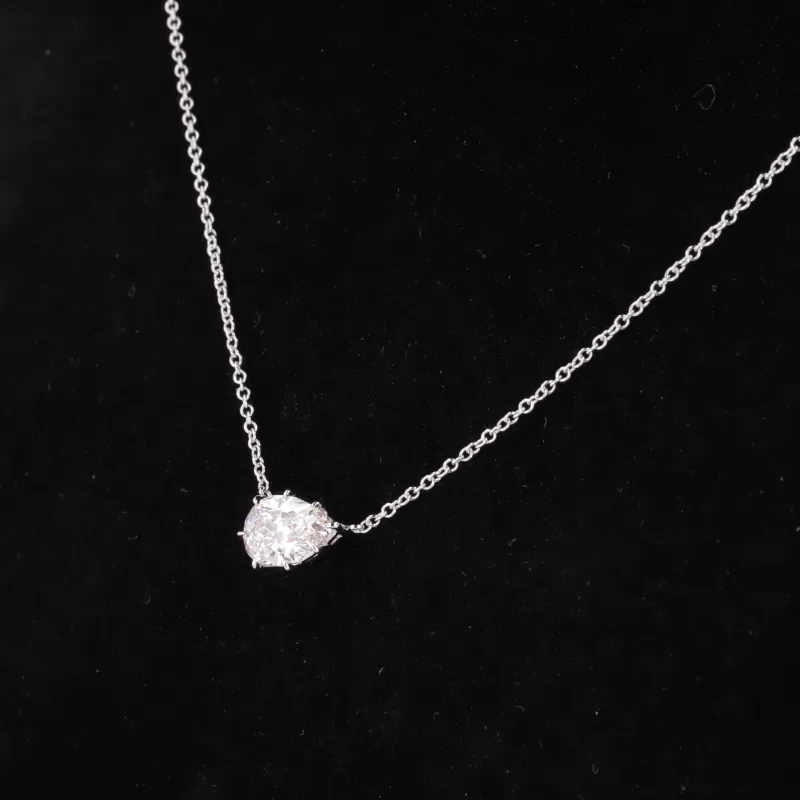 5.4×8.17mm Pear Cut Lab Grown Diamond 14K White Gold Diamond Pendant Necklace
