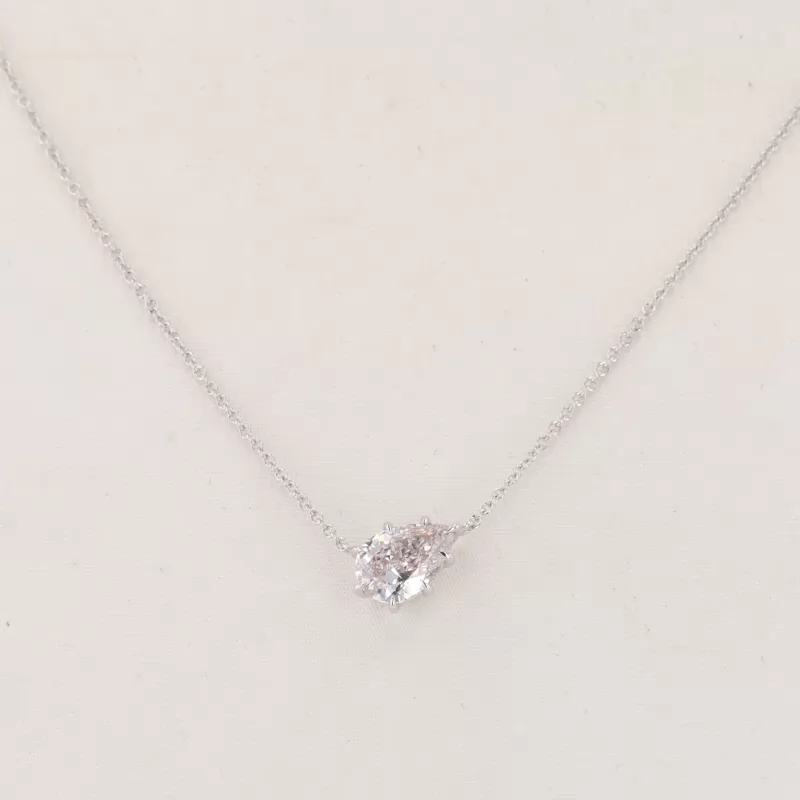 5.4×8.17mm Pear Cut Lab Grown Diamond 14K White Gold Diamond Pendant Necklace