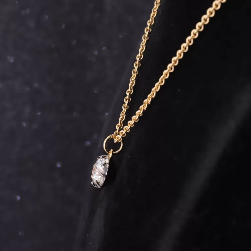 6.5mm Round Brilliant Cut Moissanite 18K Yellow Gold Diamond Pendant Necklace