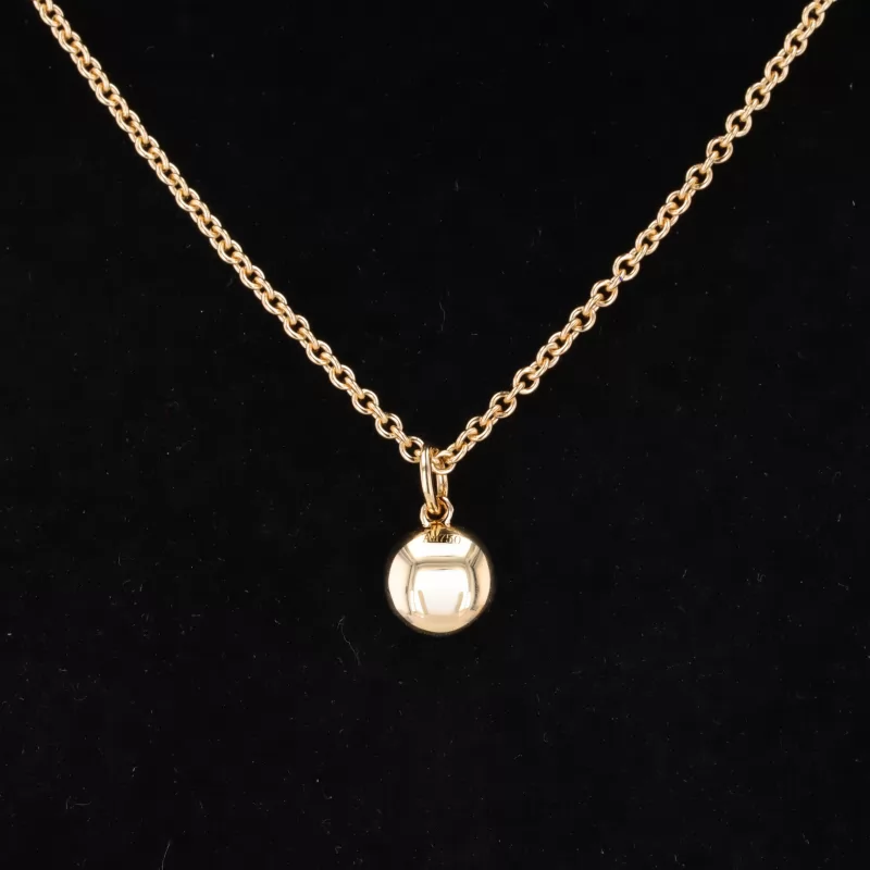 6.5mm Round Brilliant Cut Moissanite 18K Yellow Gold Diamond Pendant Necklace