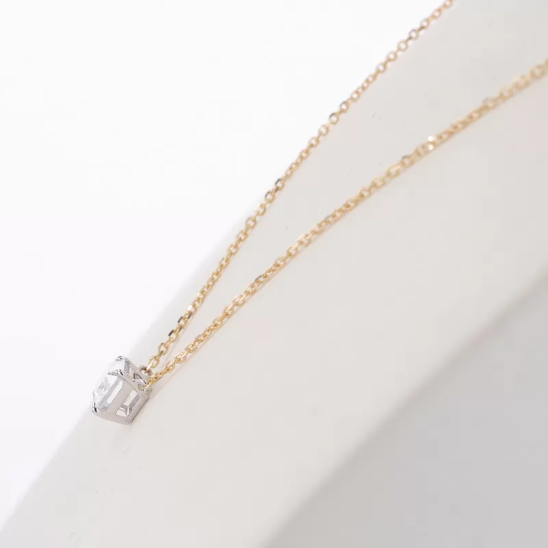 5×7mm Octagon Emerald Cut Moissanite 14K Gold Diamond Pendant Necklace
