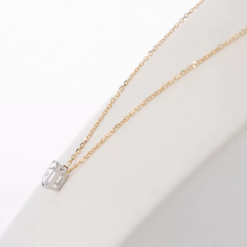 5×7mm Octagon Emerald Cut Moissanite 14K Yellow Gold Diamond Pendant Necklace