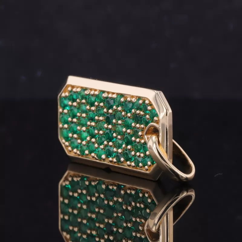 2.25mm Round Brilliant Cut Lab Grown Emerald 10K Gold Diamond Pendant