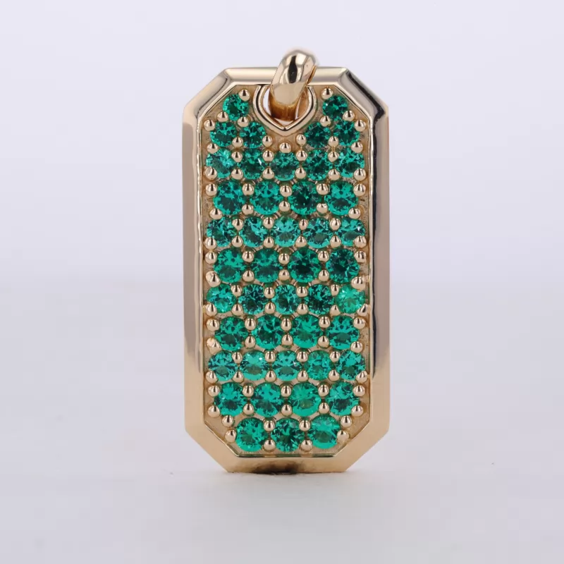 2.25mm Round Brilliant Cut Lab Grown Emerald 10K Gold Diamond Pendant
