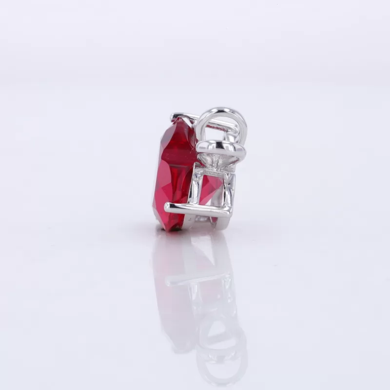 10×10mm Heart Cut Lab Grown Ruby 14K White Gold Diamond Pendant