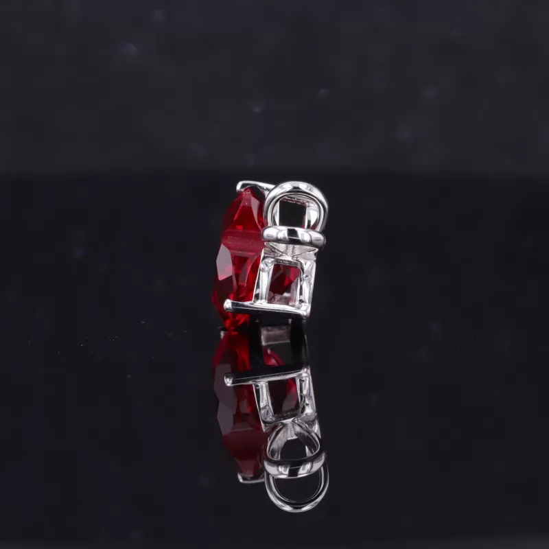 10×10mm Heart Cut Lab Grown Ruby 14K White Gold Diamond Pendant