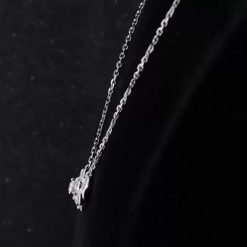 3mm Round Brilliant Cut Moissanite 14K White Gold Diamond Pendant Necklace