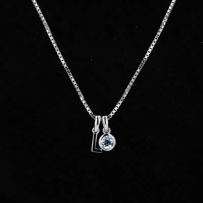4mm Round Brilliant Cut Moissanite Bezel Set S925 Sterling Silver Diamond Pendant Necklace