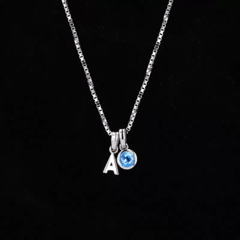 4mm Round Brilliant Cut Moissanite Bezel Set S925 Sterling Silver Diamond Pendant Necklace