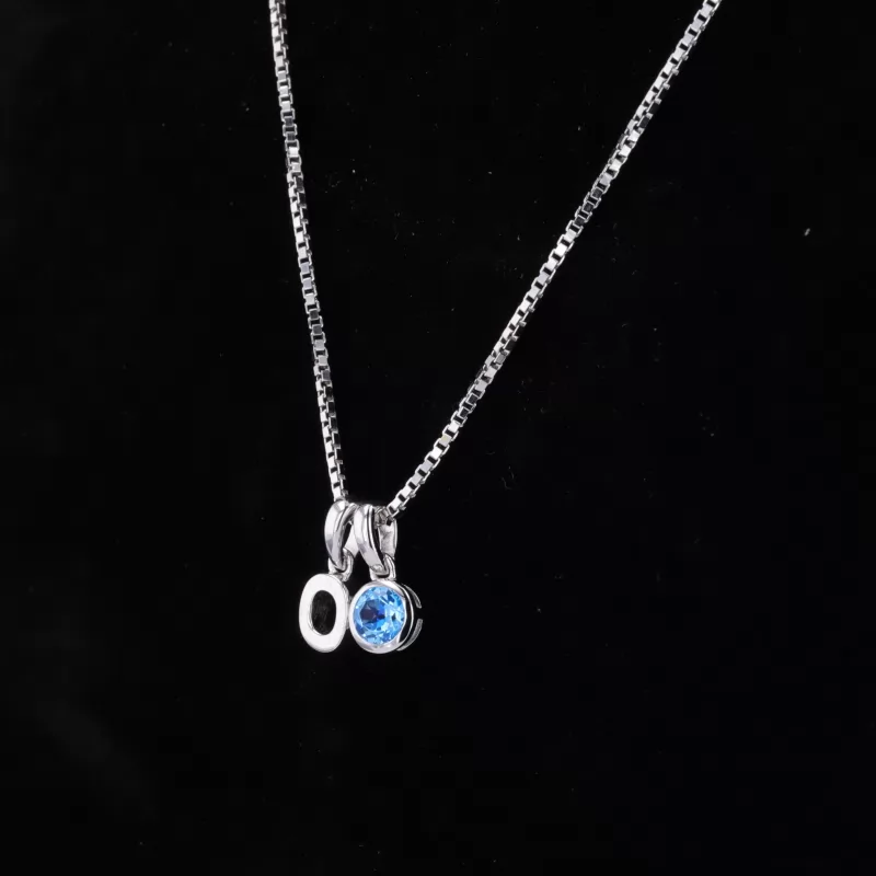 4mm Round Brilliant Cut Moissanite Bezel Set S925 Sterling Silver Diamond Pendant Necklace