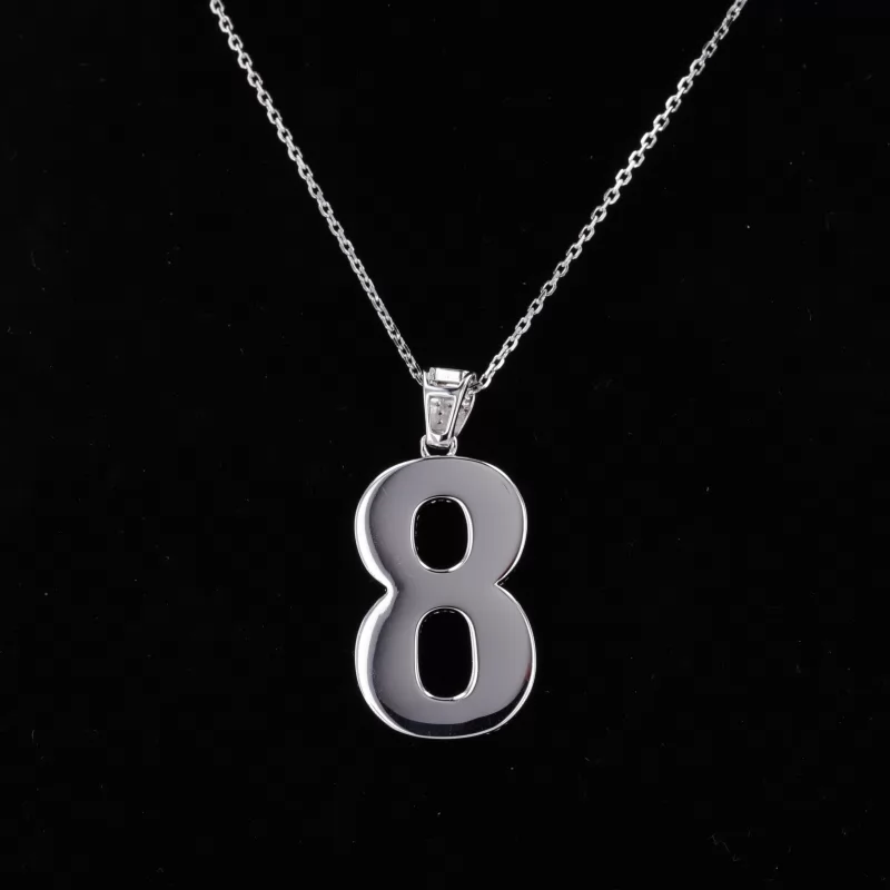 1.5mm Round Brilliant Cut Moissanite Diamond S925 Sterling Silver Number Pendant Necklace