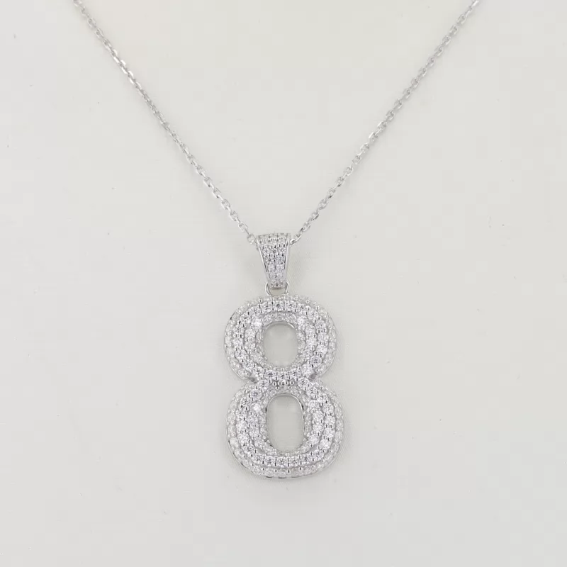1.5mm Round Brilliant Cut Moissanite Diamond S925 Sterling Silver Number Pendant Necklace