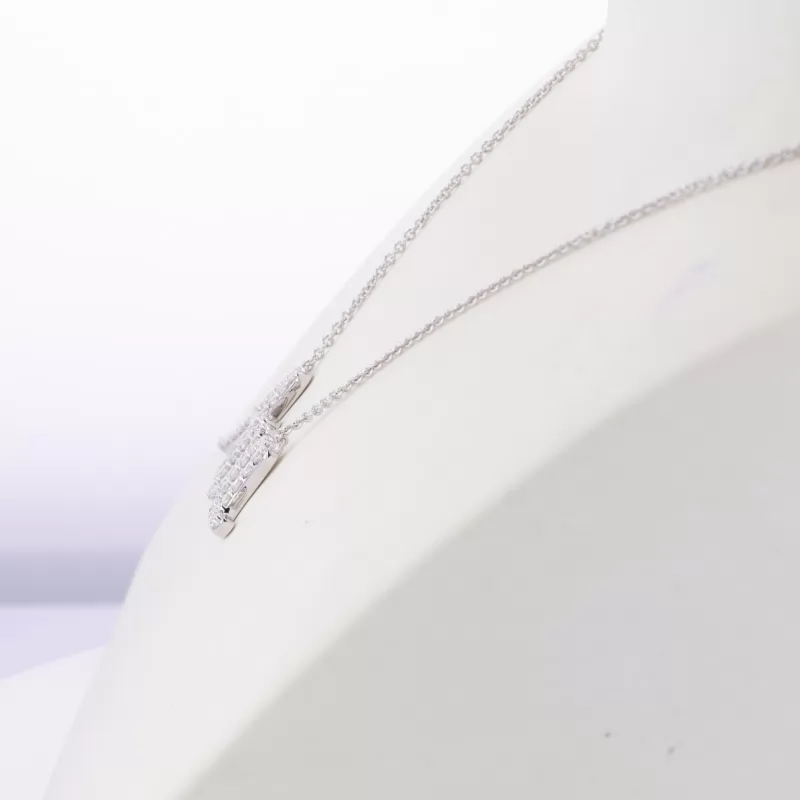 2.2mm Round Brilliant Cut Moissanite Diamond S925 Sterling Silver letter Pendant Necklace