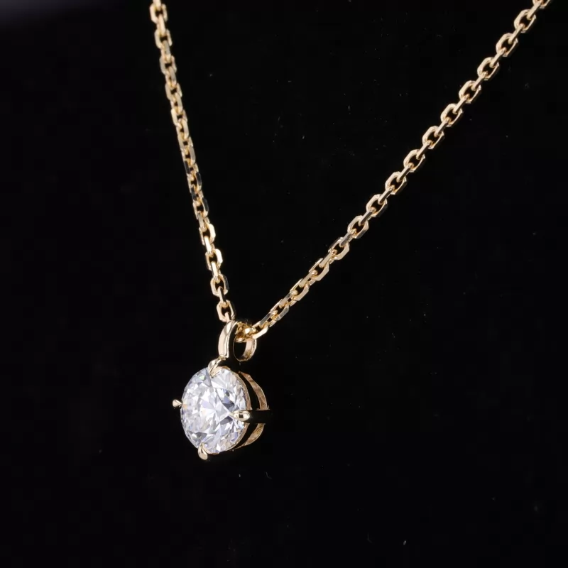 5.5mm Round Brilliant Cut Moissanite 14K Gold Diamond Pendant Necklace
