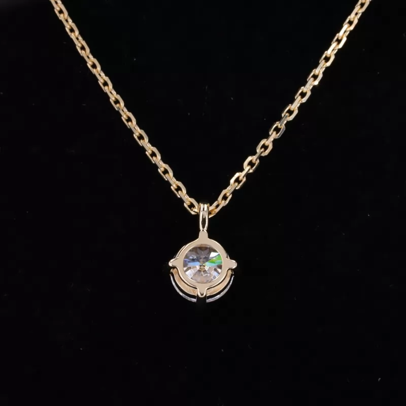5.5mm Round Brilliant Cut Moissanite 14K Gold Diamond Pendant Necklace