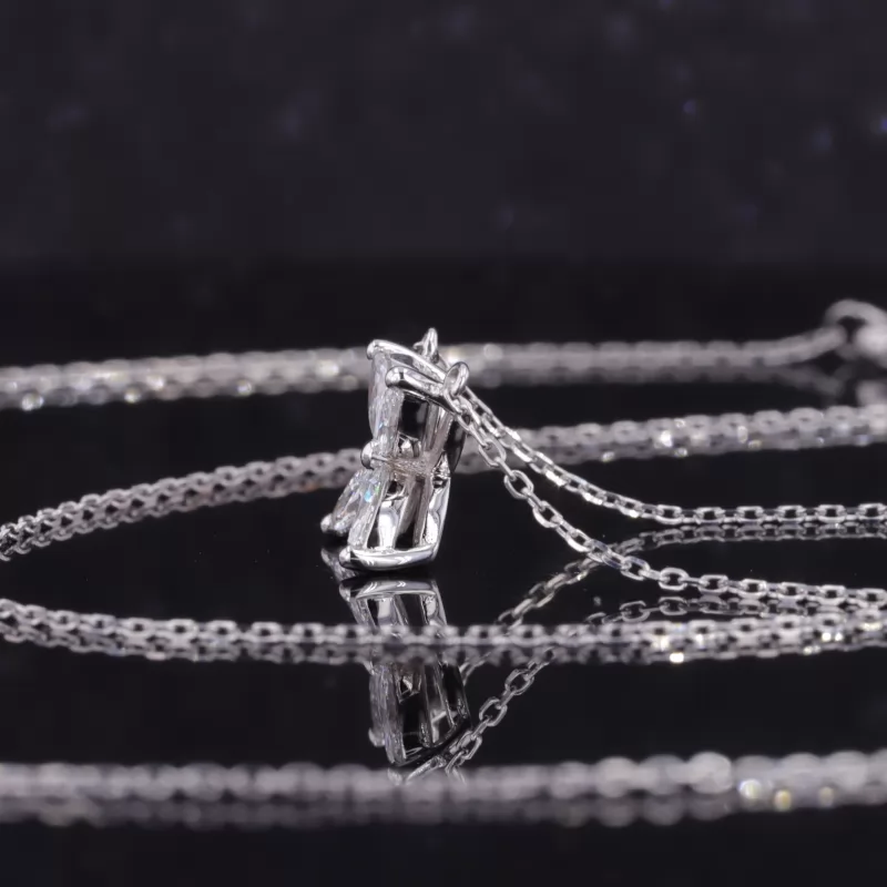 2.5×5mm Marquise Cut Moissanite 14K White Gold Diamond Pendant Necklace