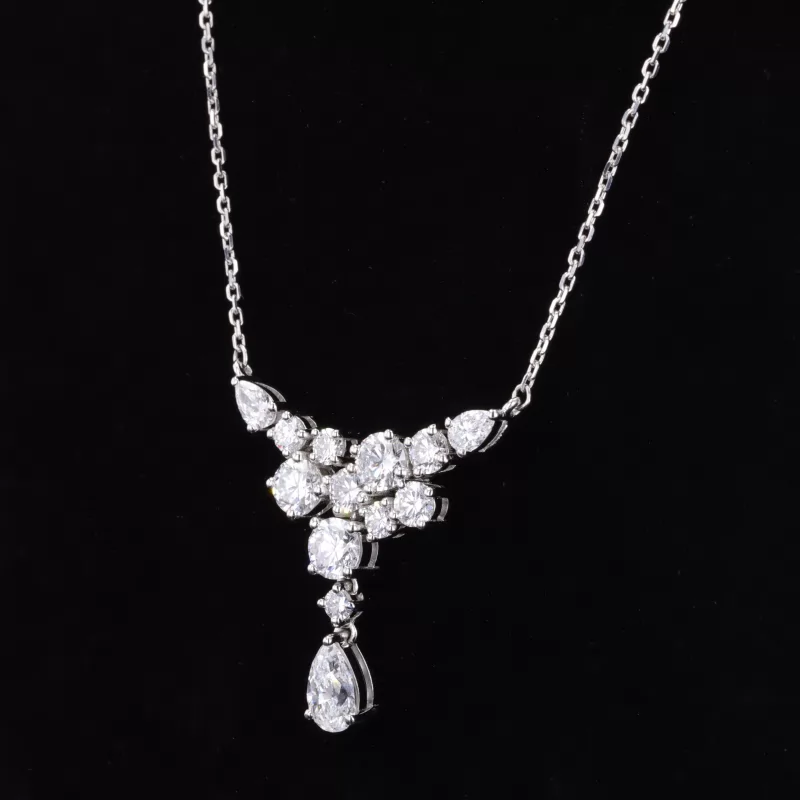 5×7mm Pear Cut Moissanite PT950 Diamond Pendant Necklace