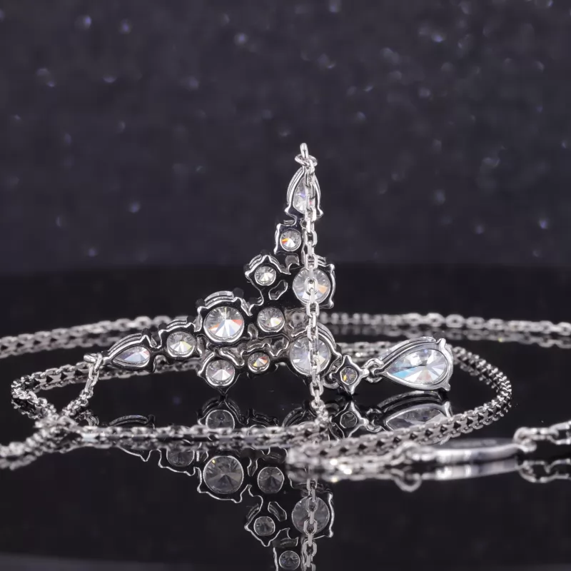 5×7mm Pear Cut Moissanite PT950 Diamond Pendant Necklace