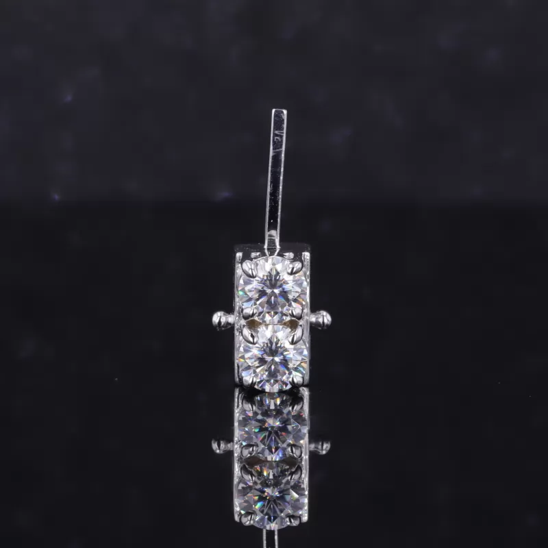 4mm Round Brilliant Cut Moissanite 18K White Gold Diamond Pendant