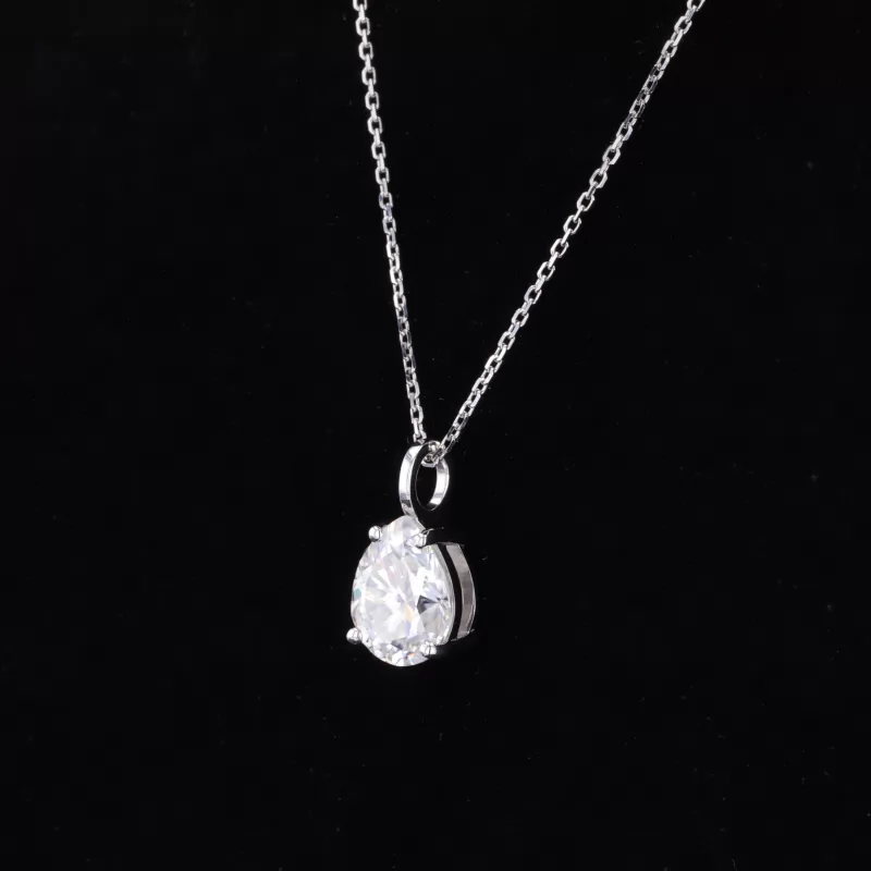 8×10mm Pear Cut Moissanite 10K White Gold Diamond Pendant Necklace