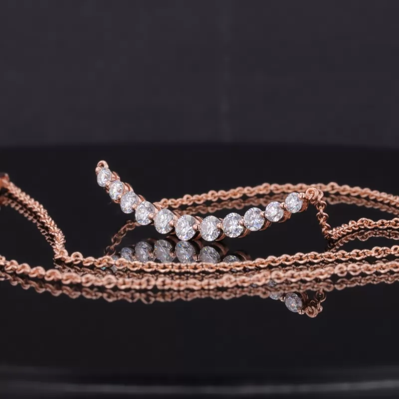 Round Brilliant Cut Moissanite 14K Rose Gold Diamond Pendant Necklace