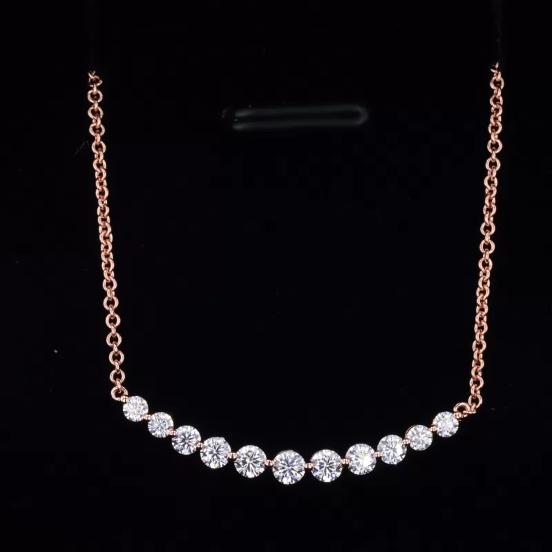 Round Brilliant Cut Moissanite 14K Rose Gold Diamond Pendant Necklace