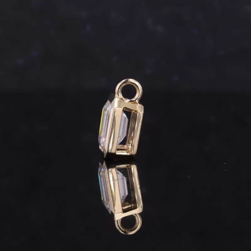 5×7mm Octagon Emerald Cut Moissanite Bezel Set 9K Gold Diamond Pendant