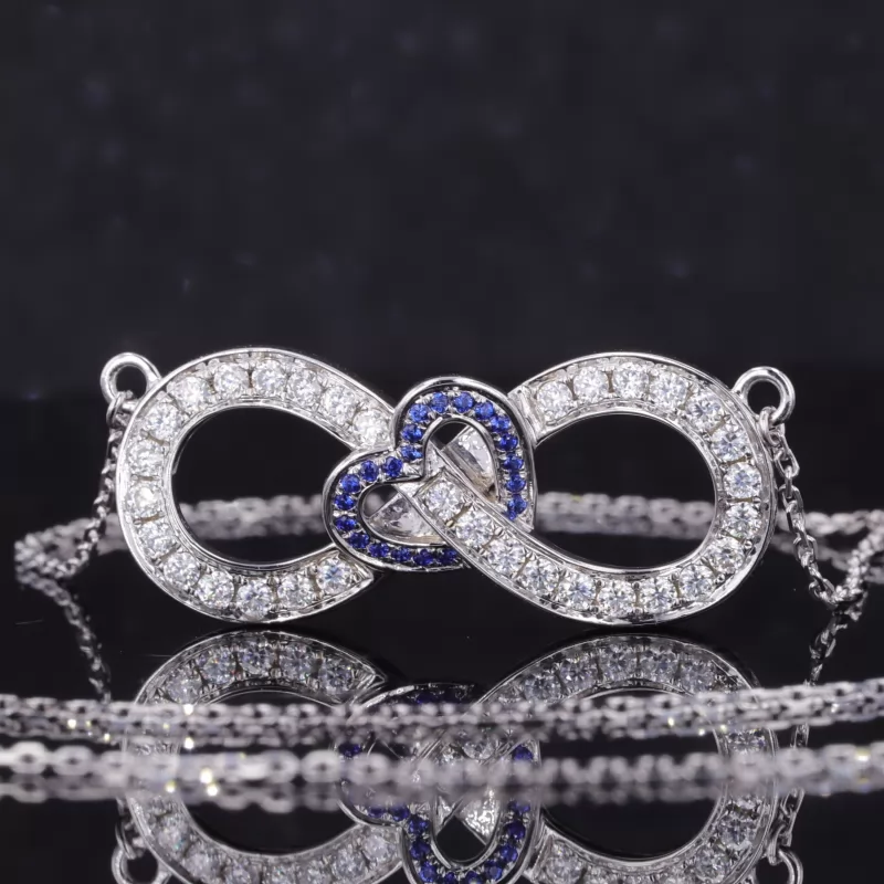 Round Brilliant Cut Moissanite 10K White Gold Fancy Shape Design Diamond Pendant Necklace