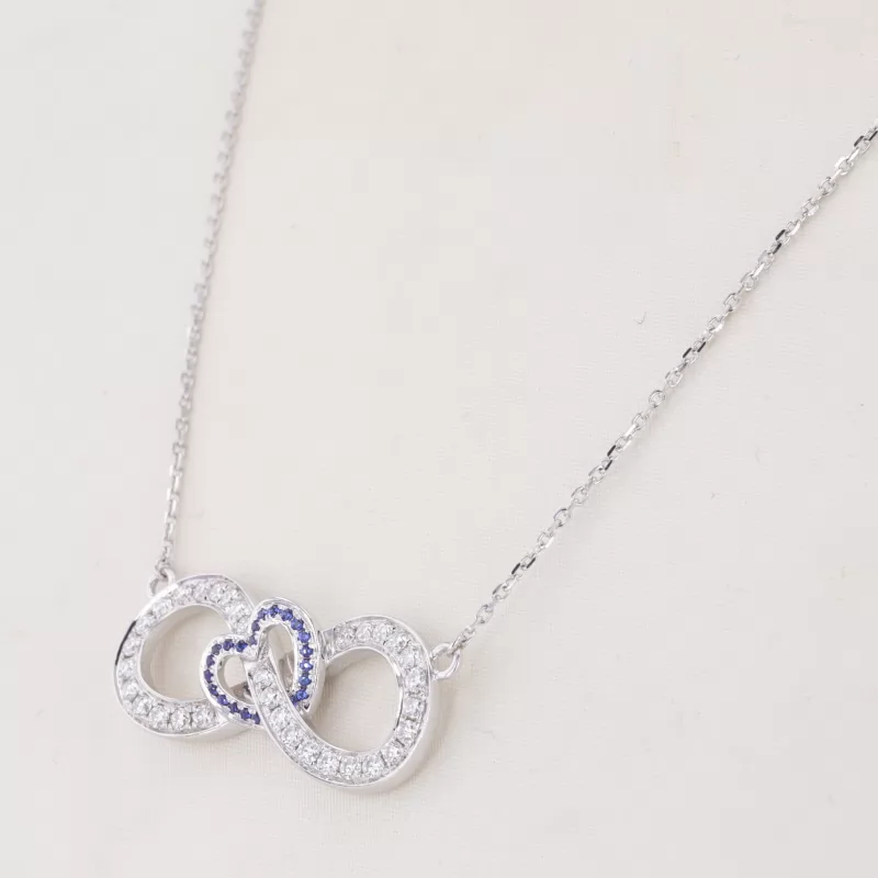 Round Brilliant Cut Moissanite 10K White Gold Fancy Shape Design Diamond Pendant Necklace