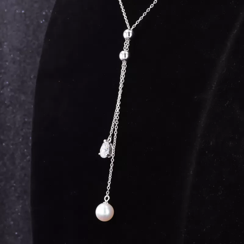 5×7mm Pear Cut Moissanite S925 Sterling Silver Diamond Pendant Necklace