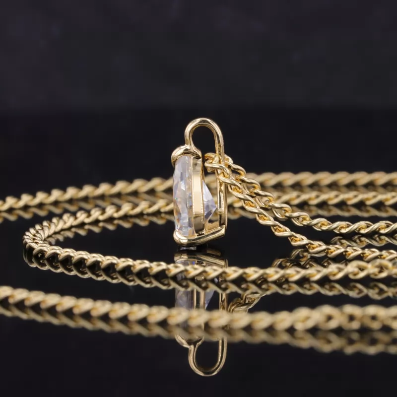 7×10mm Pear Cut Moissanite 18K Gold Diamond Pendant Necklace