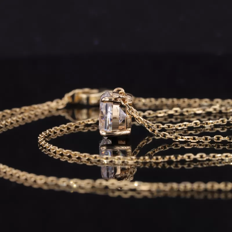 6×8mm Oval Cut Moissanite 14K Yellow Gold Diamond Pendant Necklace