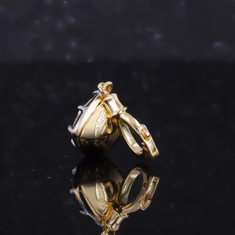 7×7mm Cushion Cut Moissanite 18K Yellow Gold Diamond Pendant