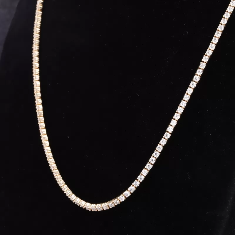 2mm Round Brilliant Cut Moissanite 14K Gold Diamond Tennis Necklace