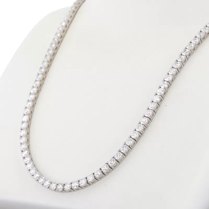 4mm Round Brilliant Cut Moissanite S925 Sterling Silver Diamond Tennis Necklace