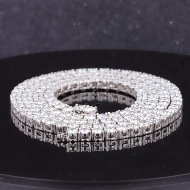 4mm Round Brilliant Cut Moissanite S925 Sterling Silver Diamond Tennis Necklace