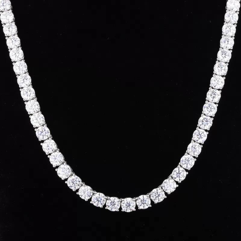 5mm Round Brilliant Cut Moissanite S925 Sterling Silver Diamond Tennis Necklace