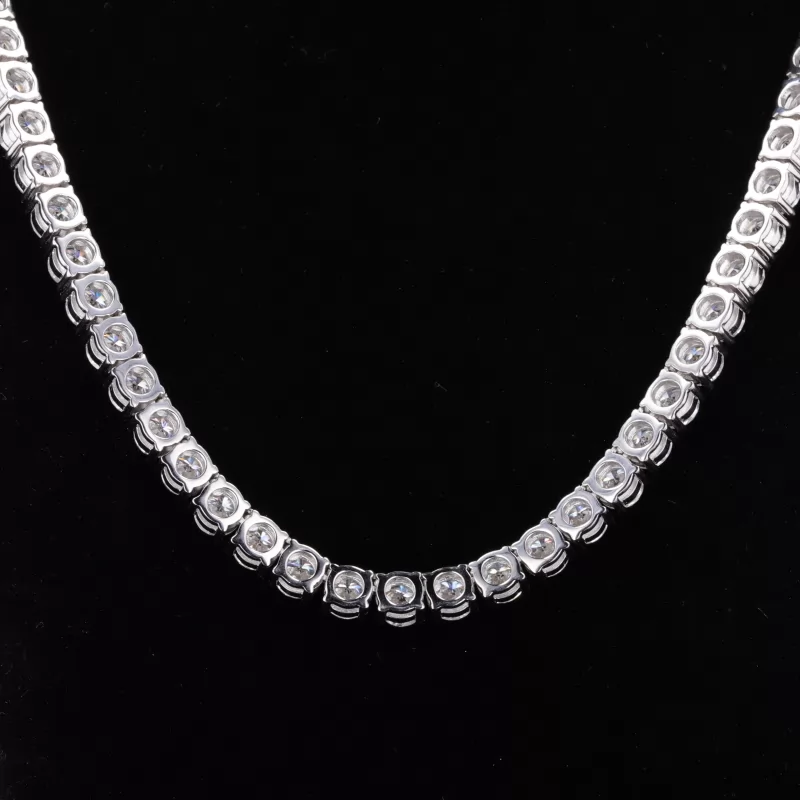 5mm Round Brilliant Cut Moissanite S925 Sterling Silver Diamond Tennis Necklace