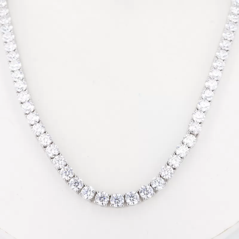 5mm Round Brilliant Cut Moissanite S925 Sterling Silver Diamond Tennis Necklace