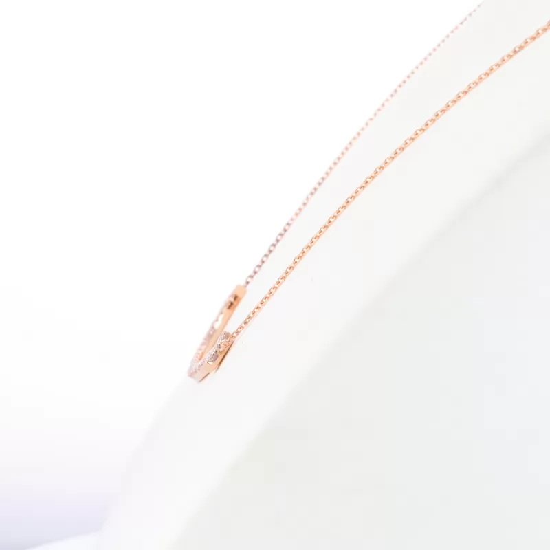 1.6mm Round Brilliant Cut Moissanite 18K Rose Gold Diamond Pendant Necklace